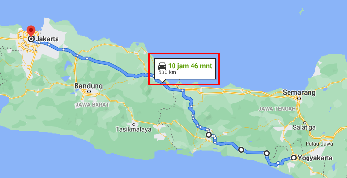 waktu dan rute travel jogja jakarta