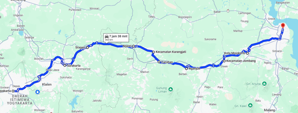 Rute travel Jogja Surabaya