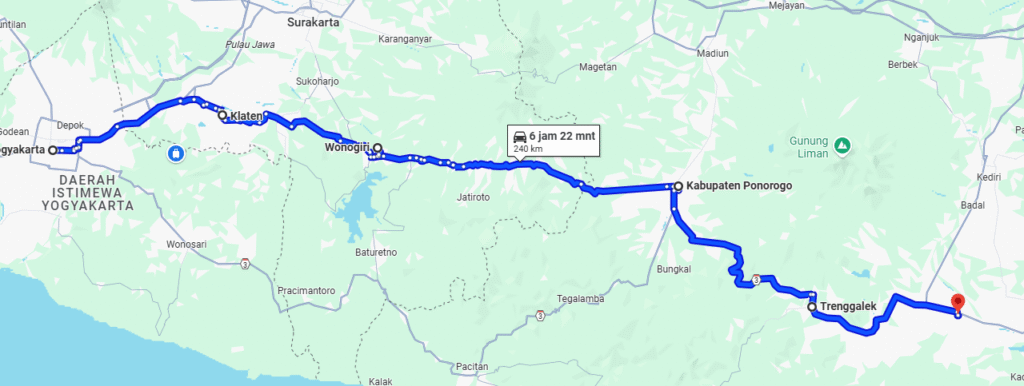 Rute Travel Yogyakarta Tulungagung